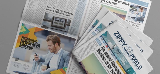 Mockup de jornal (aberto e fechado)