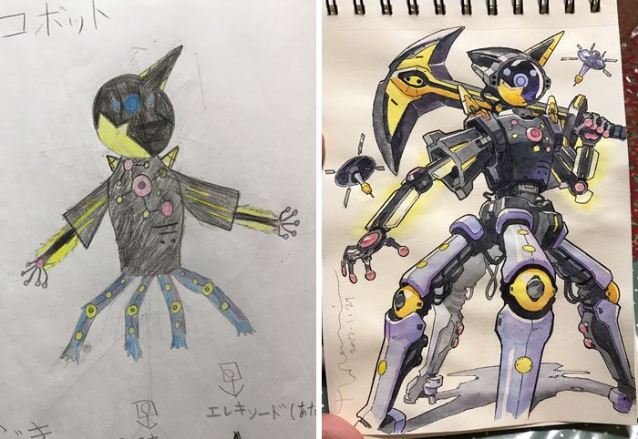 Quando um ilustrador decide transformar os desenhos dos filhos em personagens de anime • ilustrador decide transformar os desenhos dos filhos em personagens de anime 1