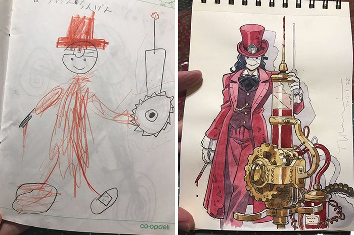 ilustrador-decide-transformar-os-desenhos-dos-filhos-em-personagens-de-anime (2)