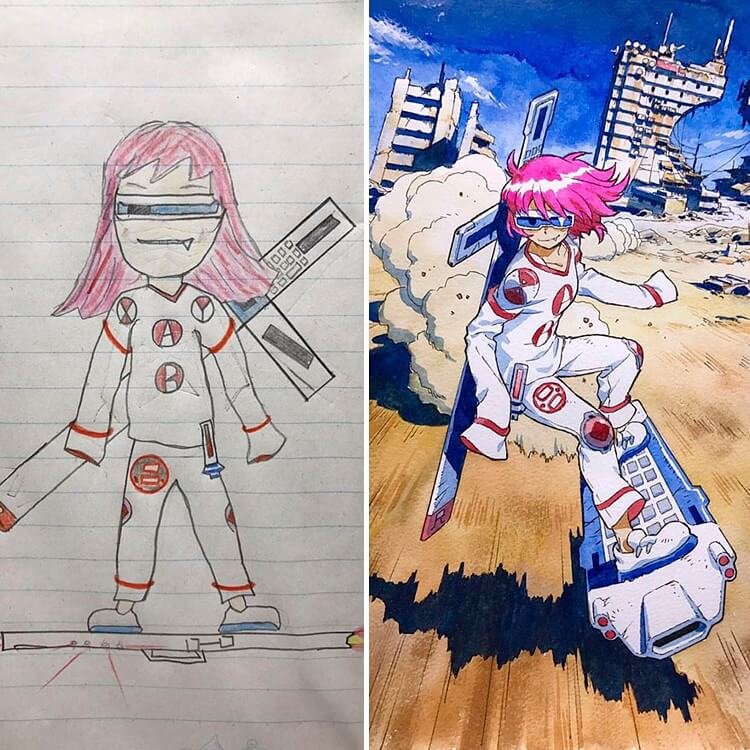 Quando um ilustrador decide transformar os desenhos dos filhos em personagens de anime • ilustrador decide transformar os desenhos dos filhos em personagens de anime 4 2