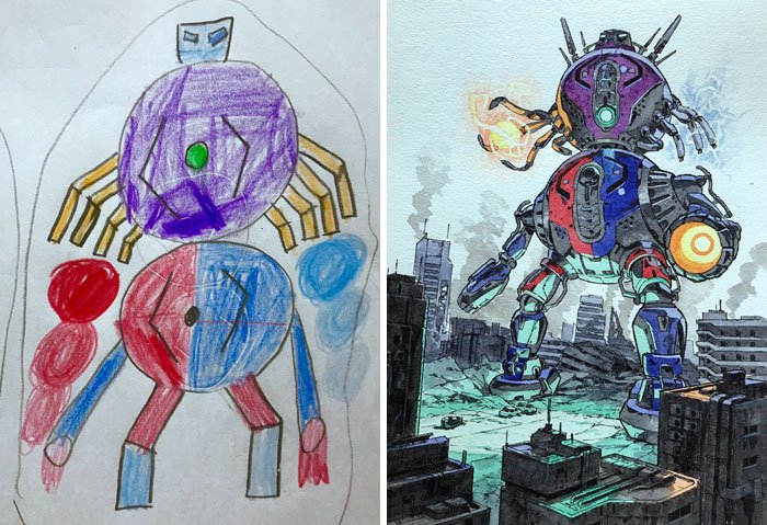 Quando um ilustrador decide transformar os desenhos dos filhos em personagens de anime • ilustrador decide transformar os desenhos dos filhos em personagens de anime 5 1