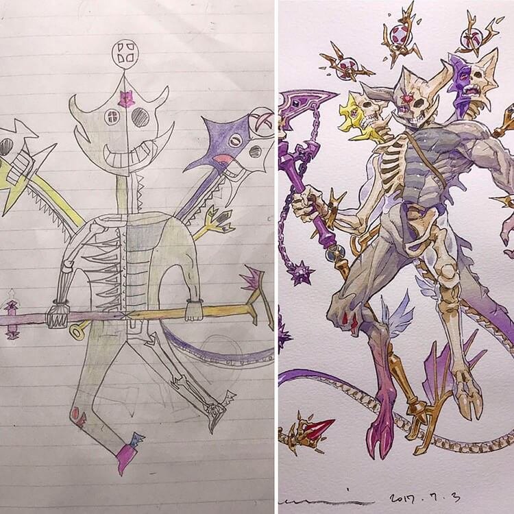 Quando um ilustrador decide transformar os desenhos dos filhos em personagens de anime • ilustrador decide transformar os desenhos dos filhos em personagens de anime 5 2