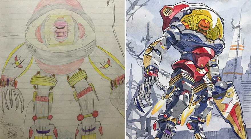 Quando um ilustrador decide transformar os desenhos dos filhos em personagens de anime • ilustrador decide transformar os desenhos dos filhos em personagens de anime 6 2