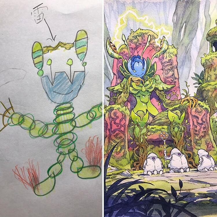 Quando um ilustrador decide transformar os desenhos dos filhos em personagens de anime • ilustrador decide transformar os desenhos dos filhos em personagens de anime 7 1