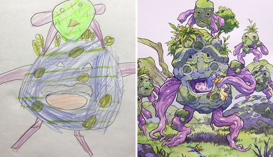 Quando um ilustrador decide transformar os desenhos dos filhos em personagens de anime • ilustrador decide transformar os desenhos dos filhos em personagens de anime 7 2