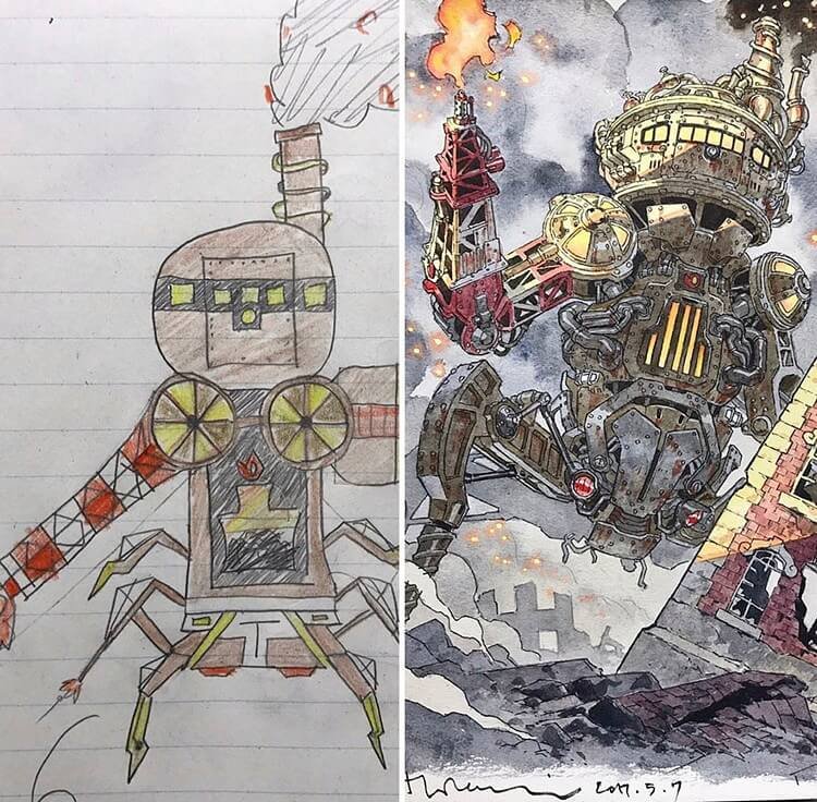 Quando um ilustrador decide transformar os desenhos dos filhos em personagens de anime • ilustrador decide transformar os desenhos dos filhos em personagens de anime 8 1