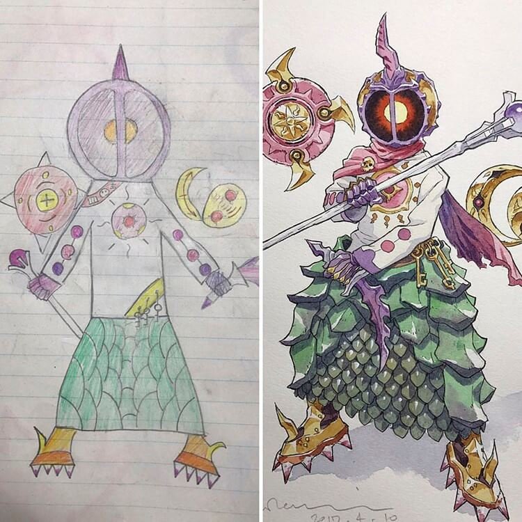 Quando um ilustrador decide transformar os desenhos dos filhos em personagens de anime • ilustrador decide transformar os desenhos dos filhos em personagens de anime 9