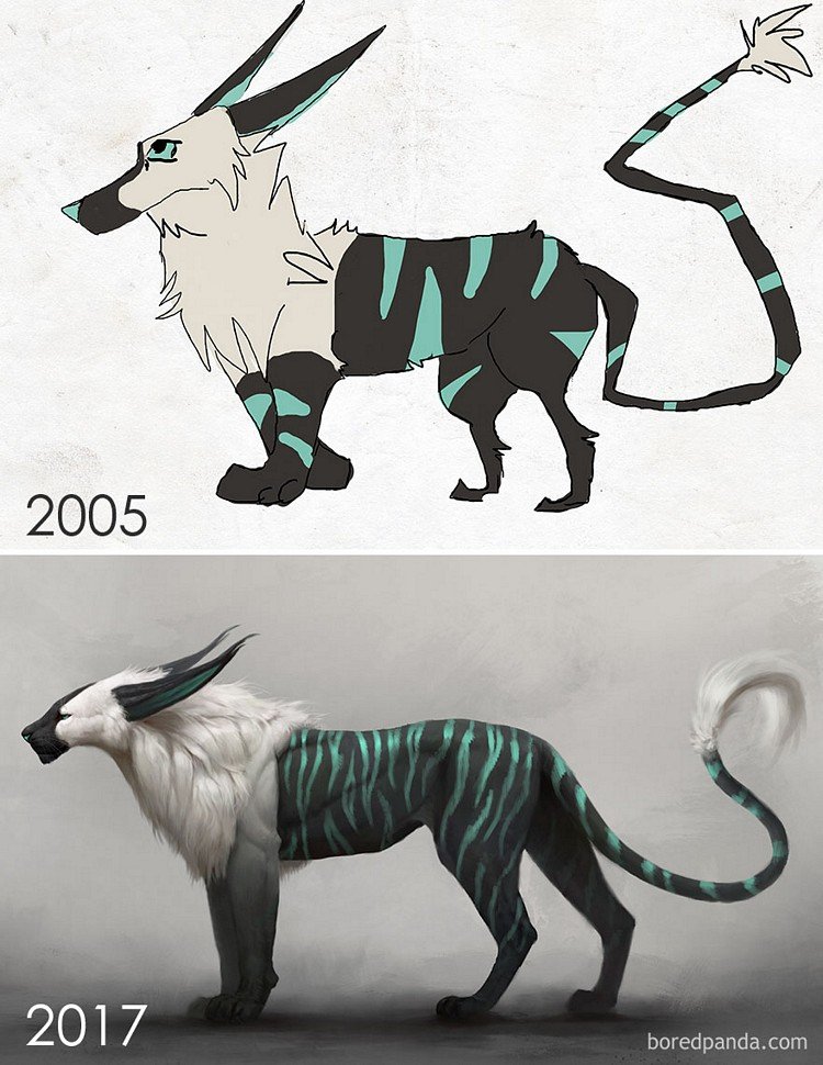 Vários ilustradores foram convidados a recriarem seus antigos desenhos. Confira o resultado. • ilustradores convidados recriarem antigos desenhos 1