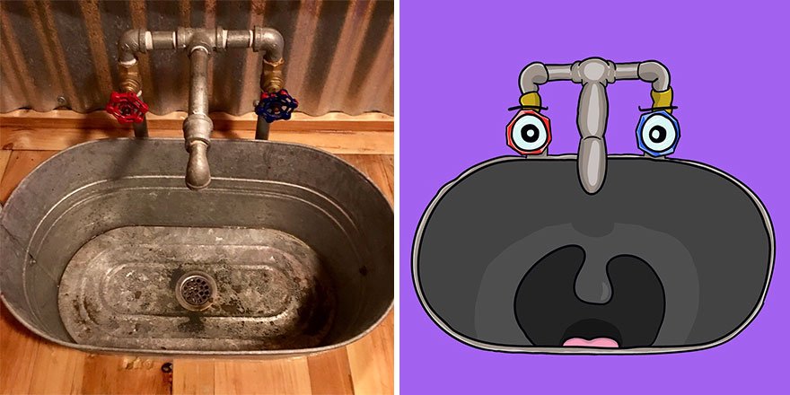 Ele enxerga rostos em tudo - e cria ilustrações sobre isso • ele enxerga rostos em tudo e cria ilustracoes sobre isso 10