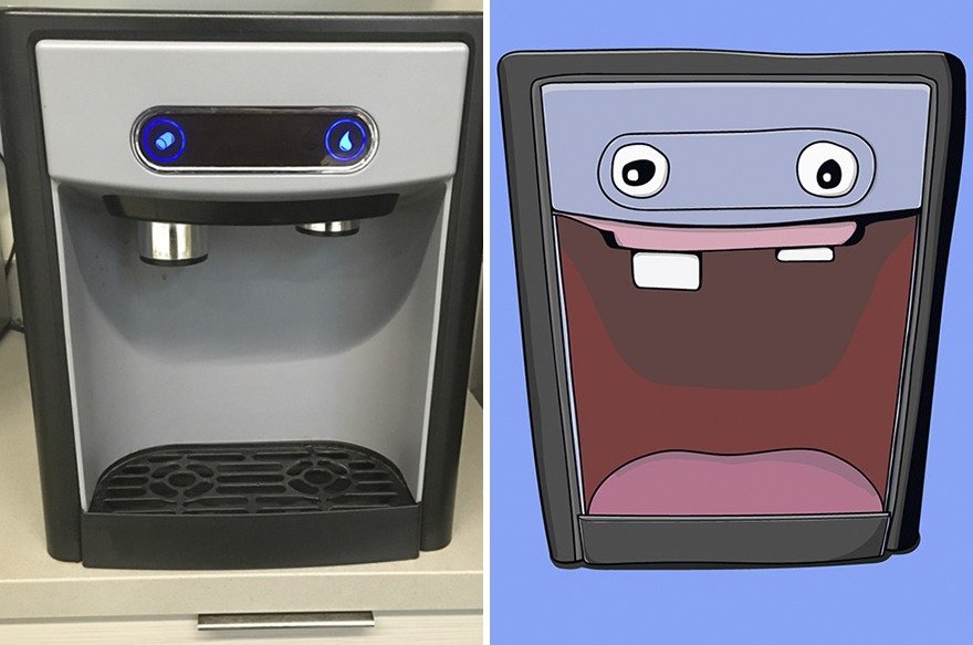 Ele enxerga rostos em tudo - e cria ilustrações sobre isso • ele enxerga rostos em tudo e cria ilustracoes sobre isso