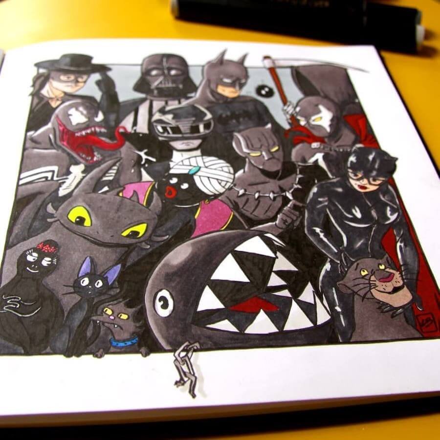 Ela ilustrou diversos personagens da cultura pop de acordo com suas cores principais • personagens cultura pop cores principais 10