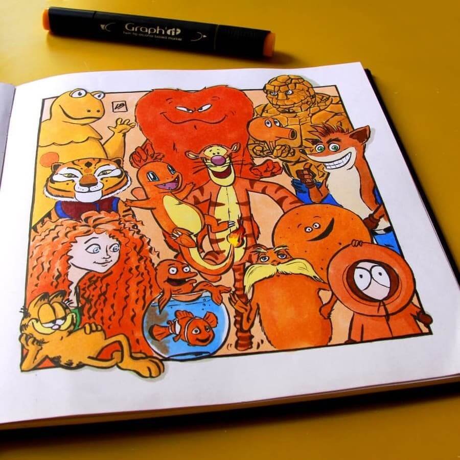 Ela ilustrou diversos personagens da cultura pop de acordo com suas cores principais • personagens cultura pop cores principais 8