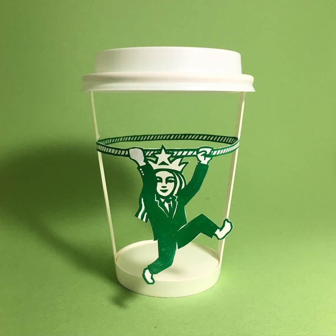 A divertida arte com copos da Starbucks, por Soo Min Kim • arte com copos da starbucks soo min kim 6
