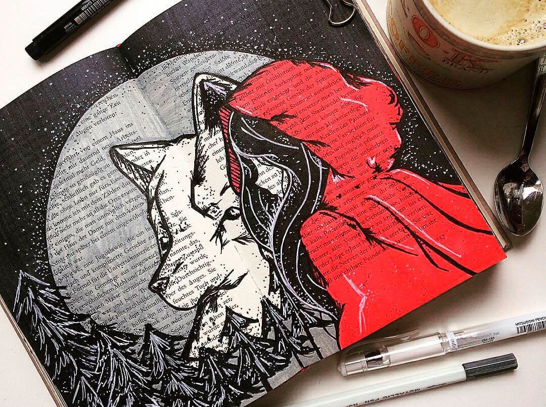 Ela cria lindas ilustrações em páginas de livros • ela cria lindas ilustracoes em paginas de livros capa