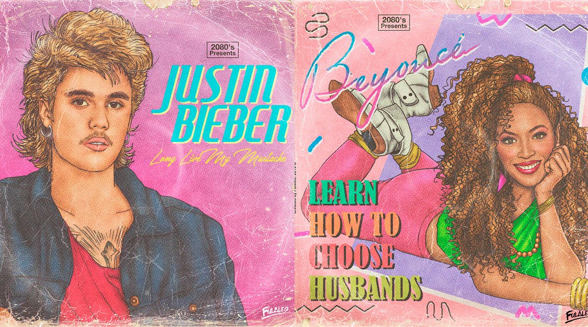 Esse ilustrador imaginou como seriam capas de discos dos anos 80 com artistas atuais • artistas atuais versao anos 80