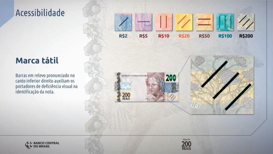 Banco Central revela design e características da nova cédula de R$200 • cedula 200 reais marca tatil