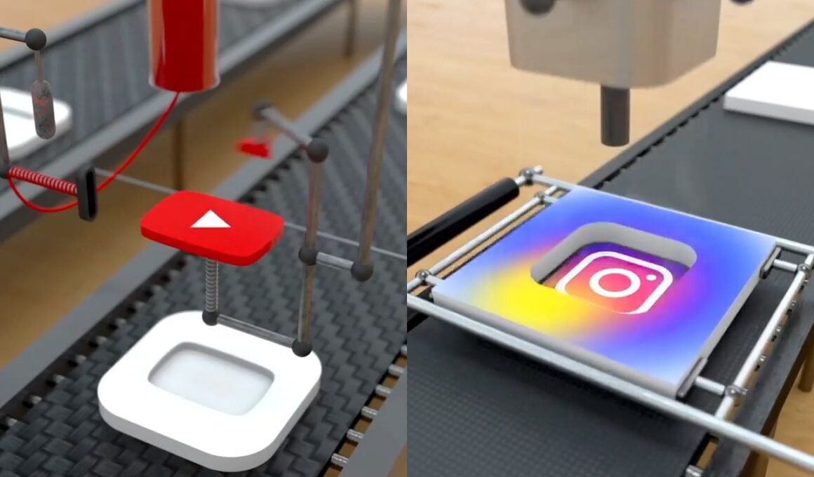 Esse artista 3D cria incríveis animações que mostram a "linha de produção" de logotipos famosos • animacao 3d processo criacao logotipo