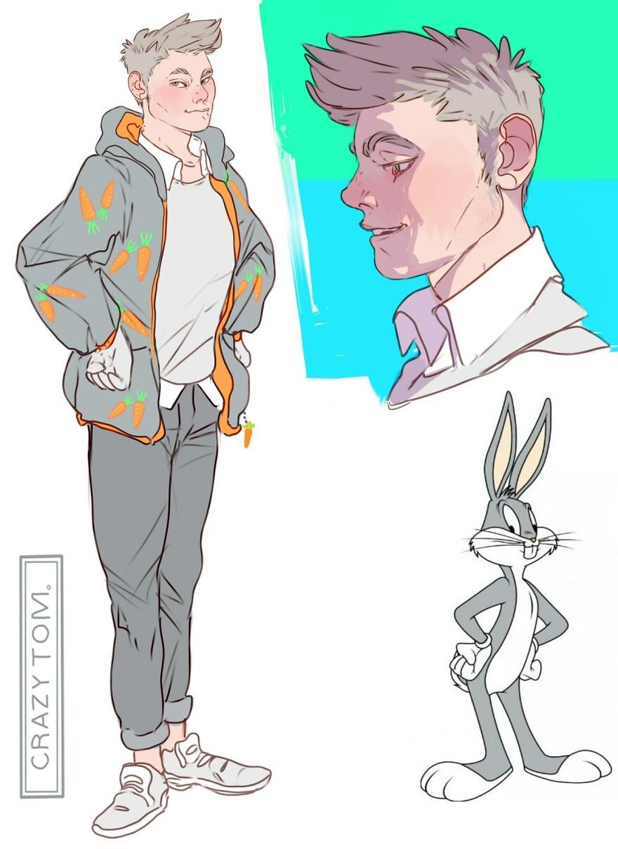 Essas criativas ilustrações mostram as versões humanas de personagens de desenhos animados • criativas ilustracoes versoes humanas personagens de desenhos animados 1
