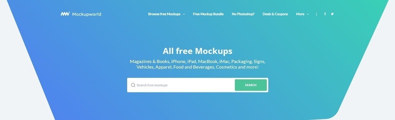 Captura de tela do site de mockups Mockup World
