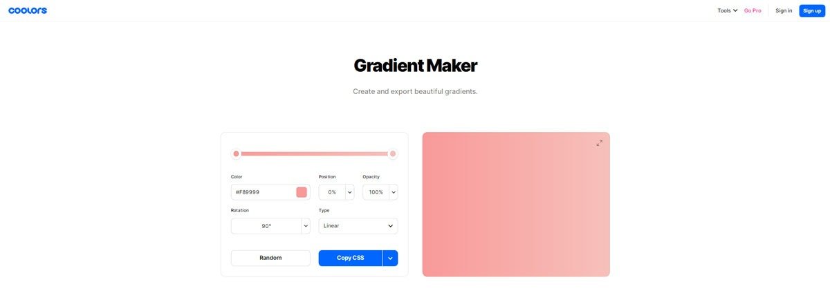 Gradientes: site para gerar gradientes grátis. Opção 3: Gradient Maker