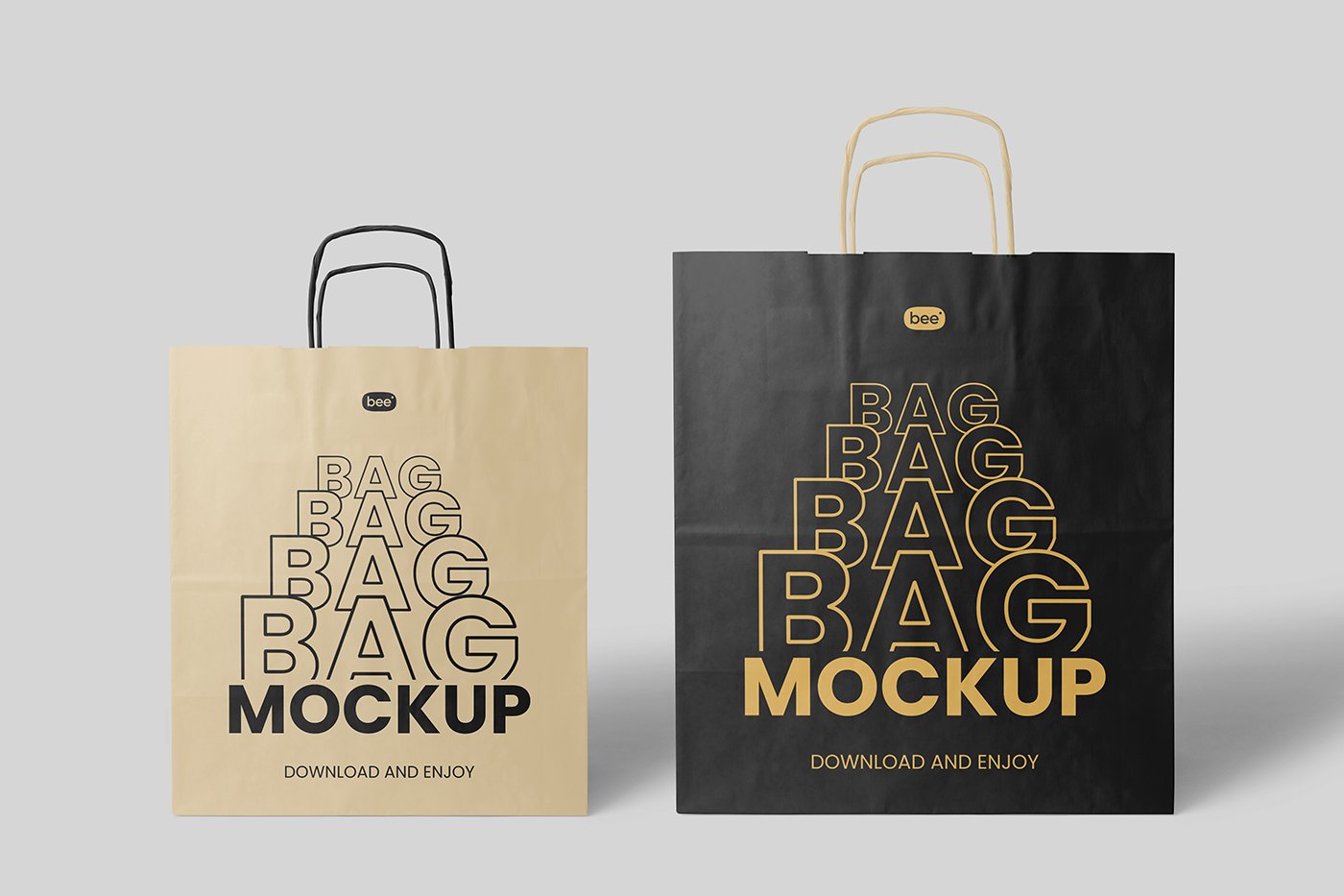 Mockups gratuitos de grandes sacolas de papel.
