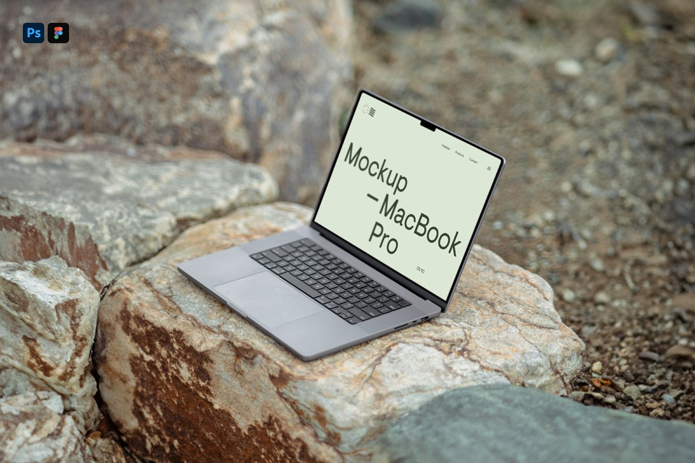 MacBook Pro Grátis em Mockup de Rock.