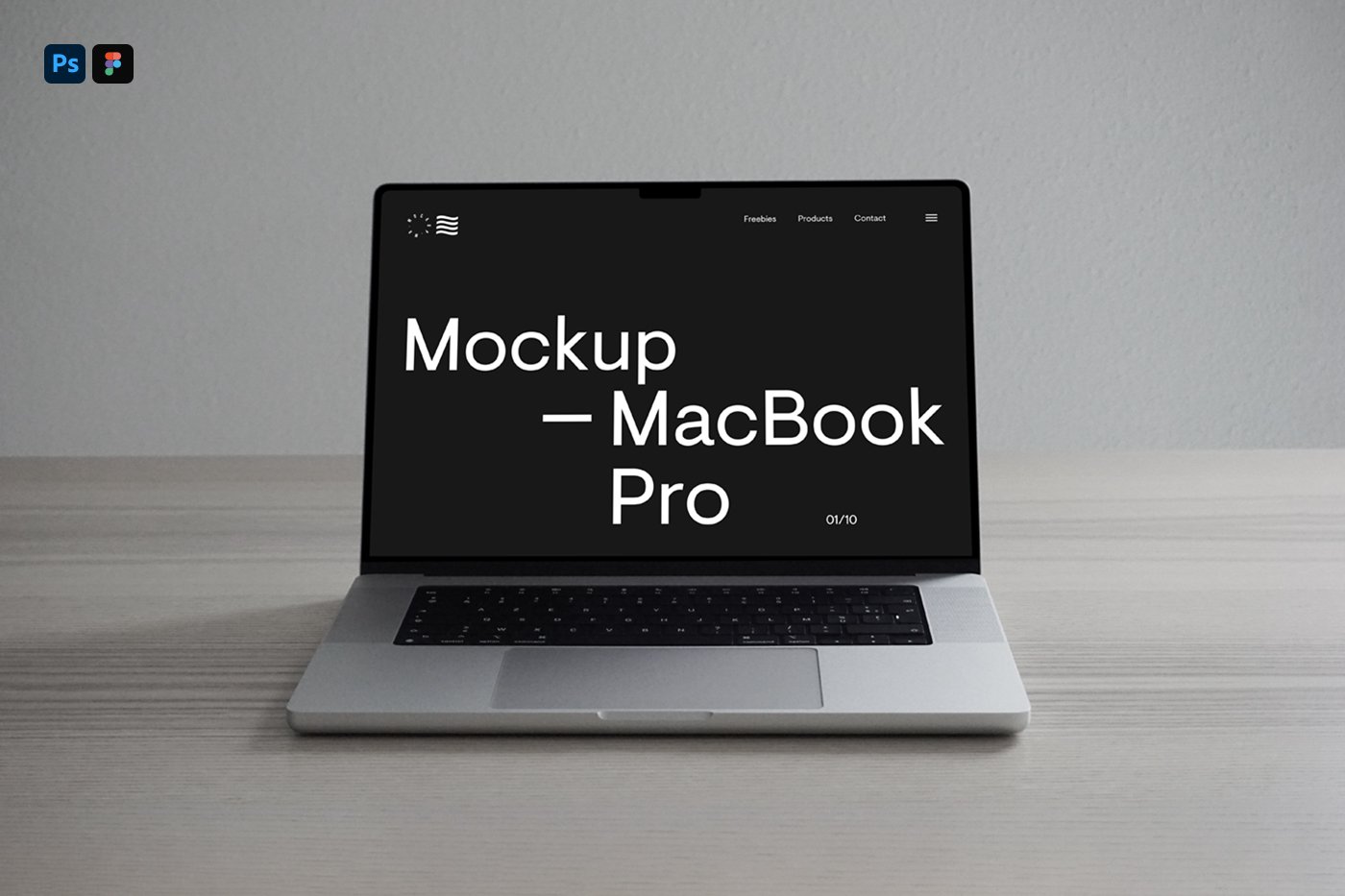 Mockup de MacBook Pro Prata Gratuito sobre a Mesa
