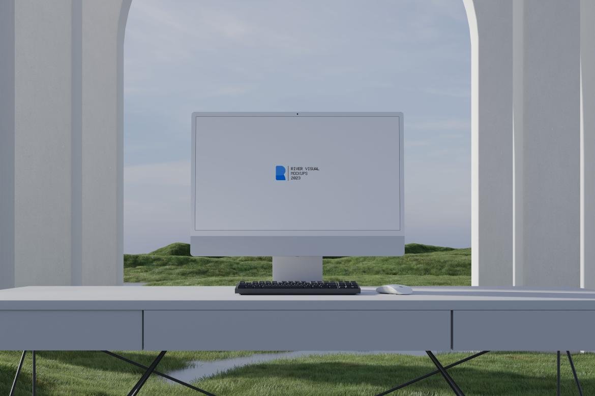 Mockup iMac Campo Verde Grátis
