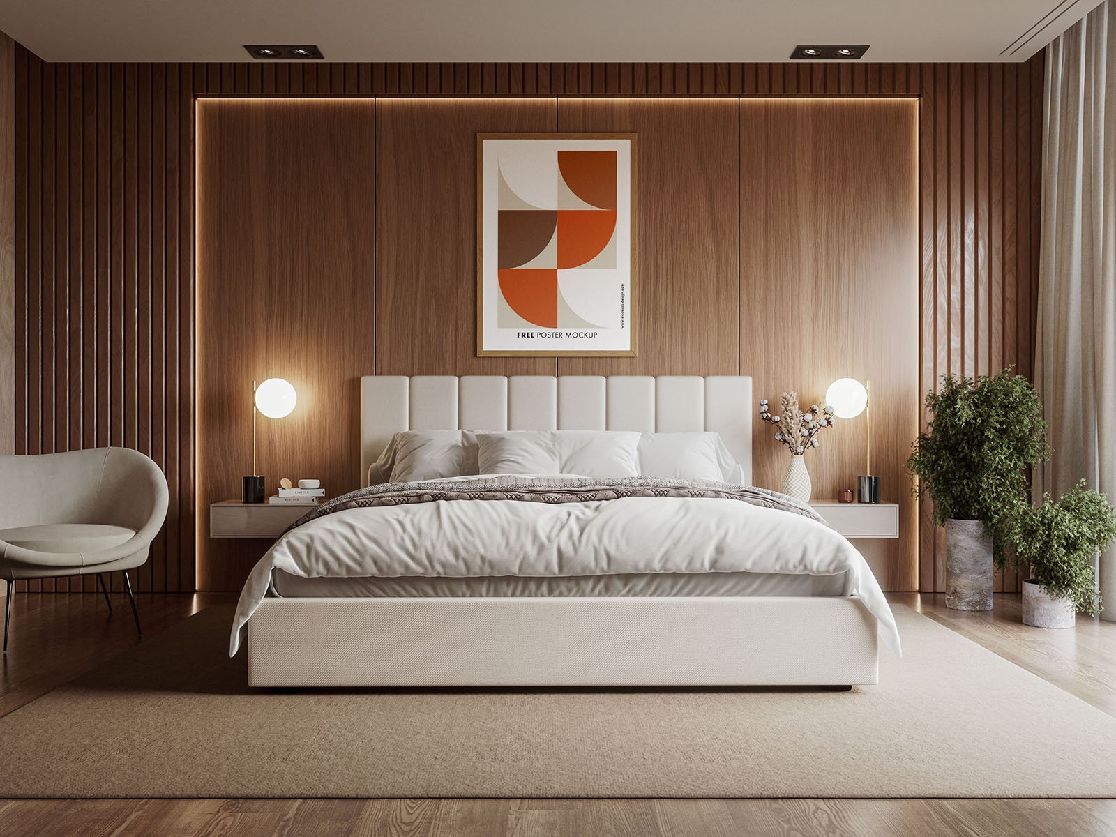 Pôster em maquete de quarto elegante