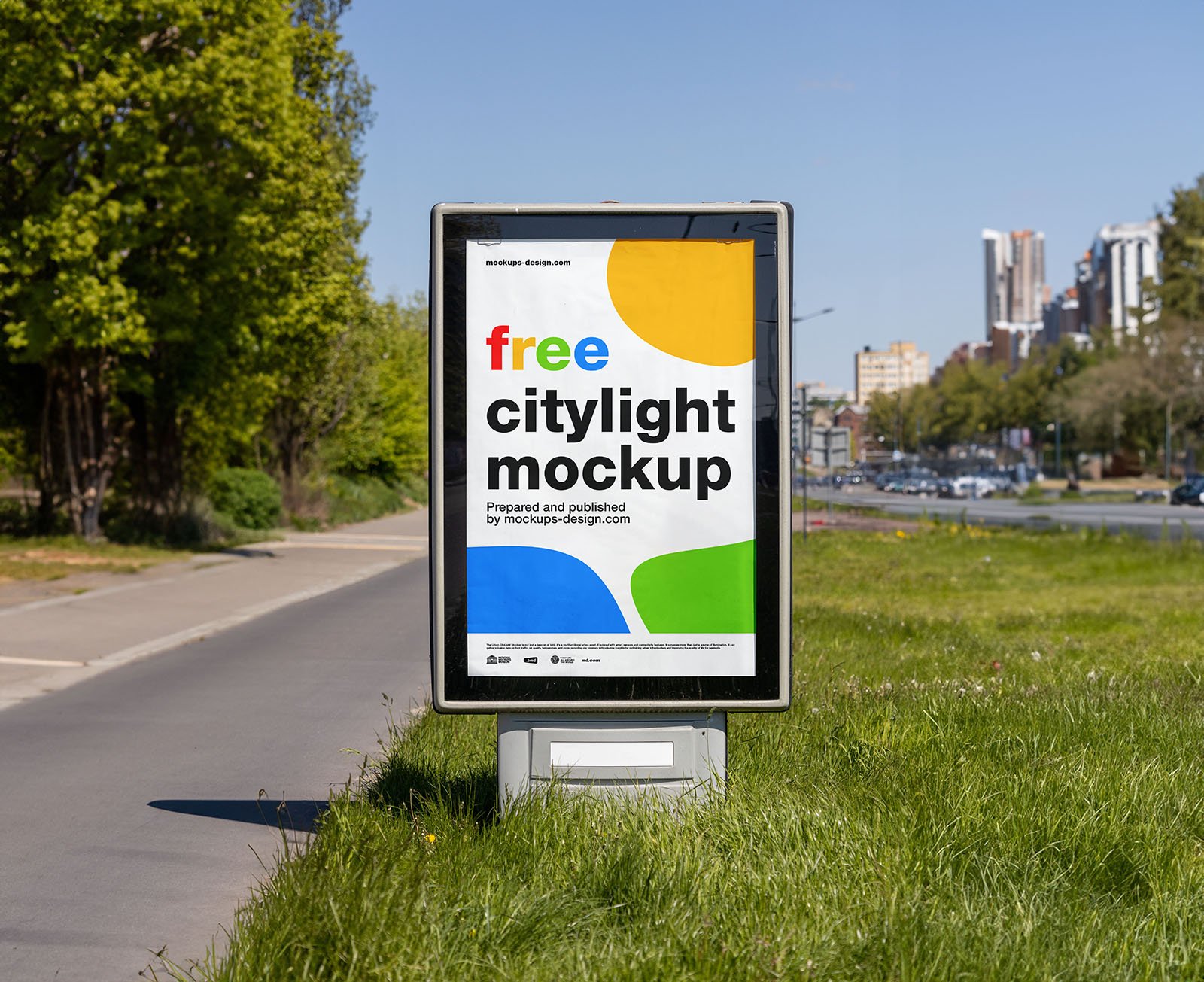 Citylight no mockup da grama