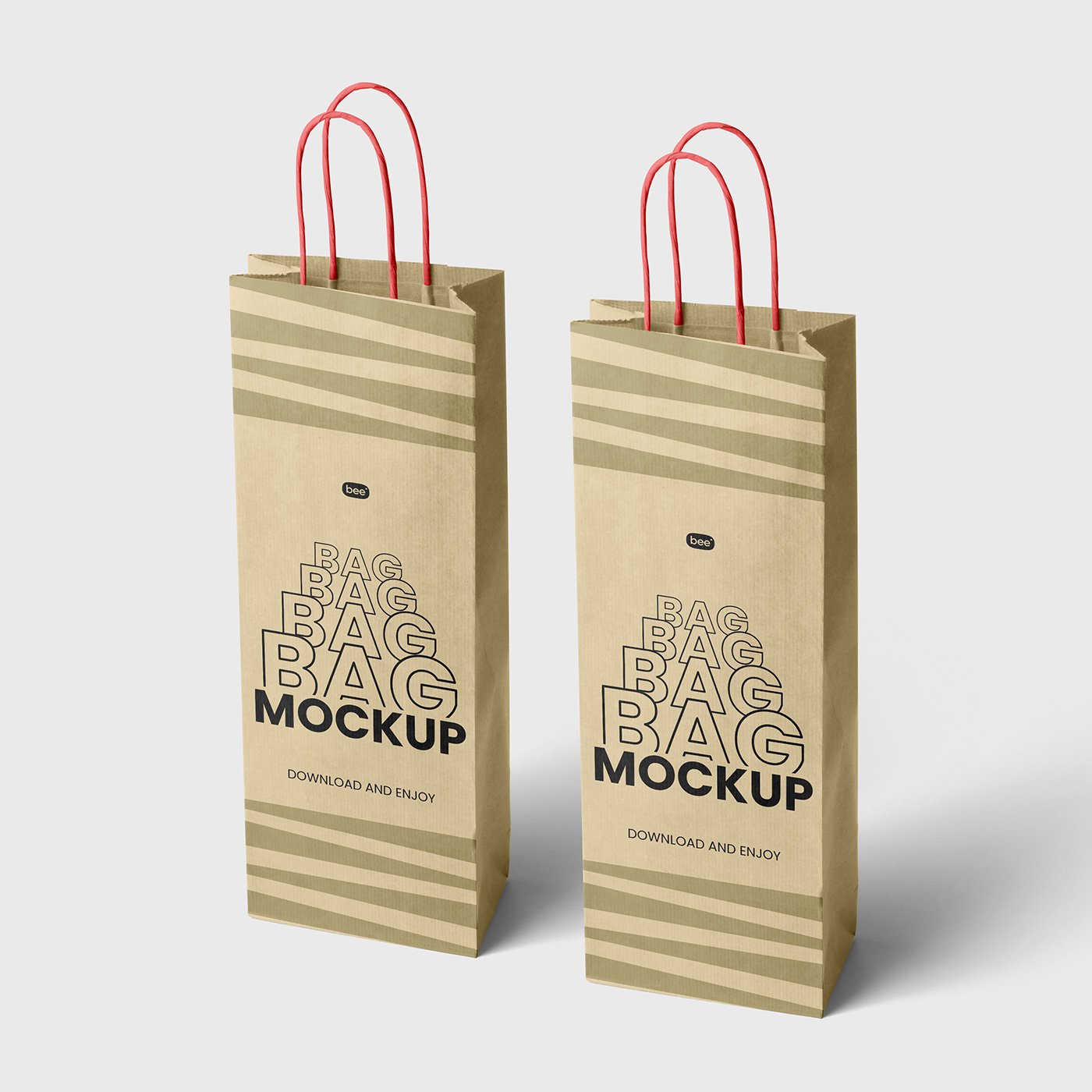 Mockups de Sacola de Papel Longa em Perspectiva Livre