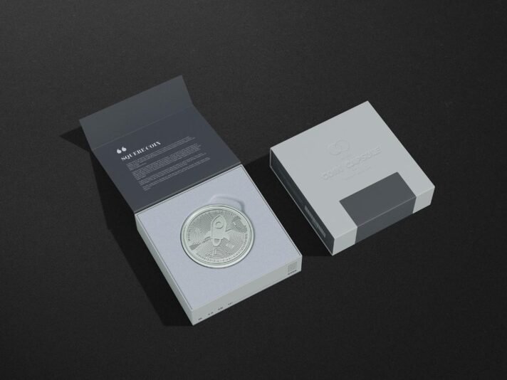 Mockup de cápsula de moeda quadrada
