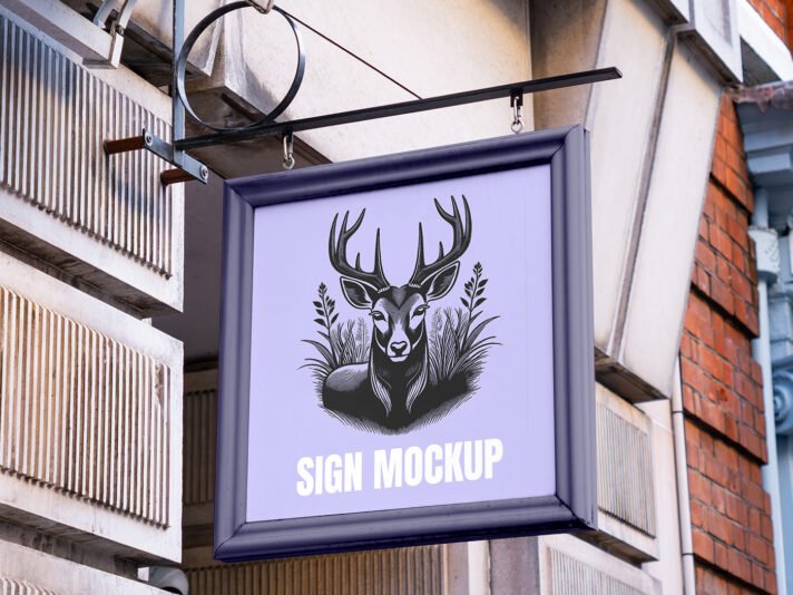 Mockup de Placa Quadrada com Moldura Gratuita