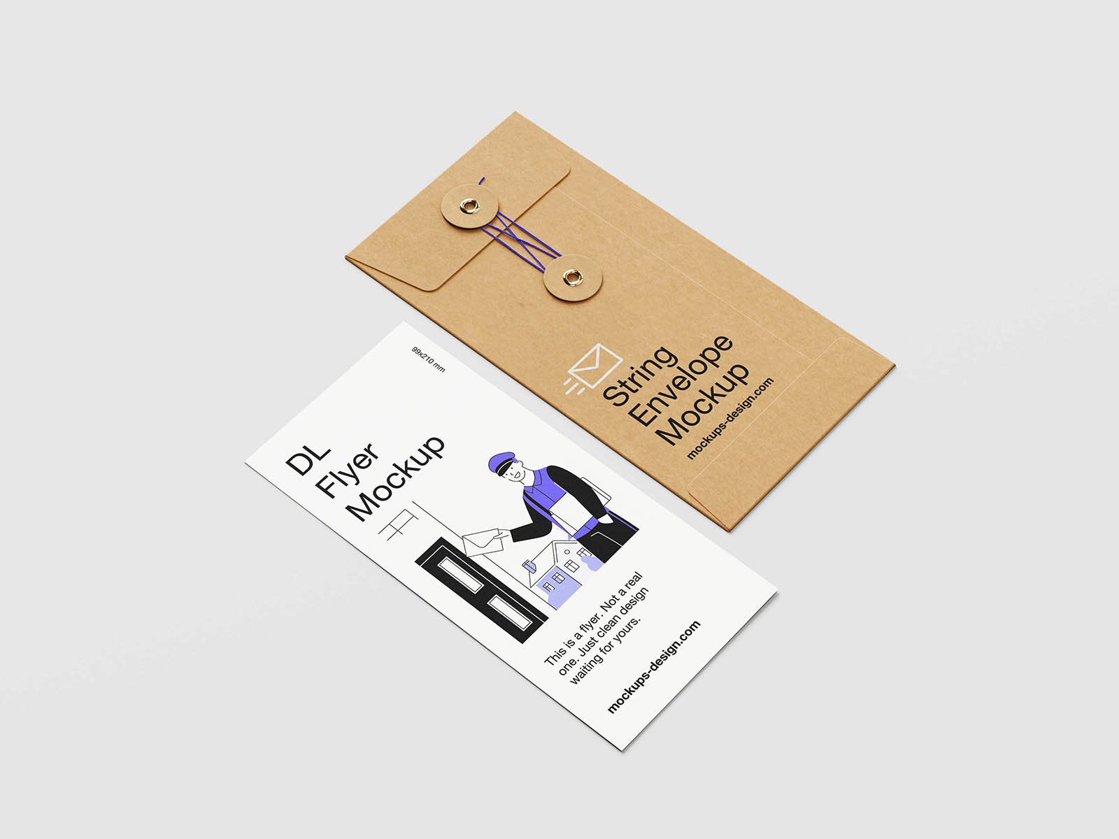 Mockup de envelope de corda minimalista