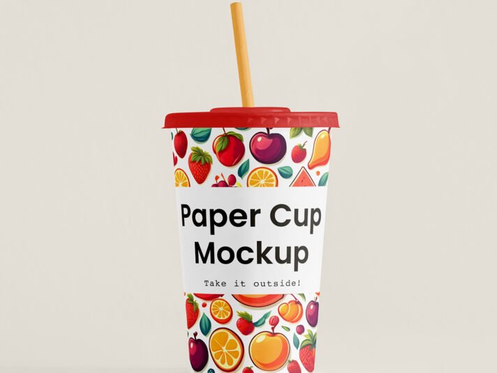 Mockup de copo de papel para refrigerante grátis
