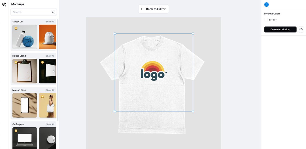 Imagem da área do criador de mockups online da Kittl