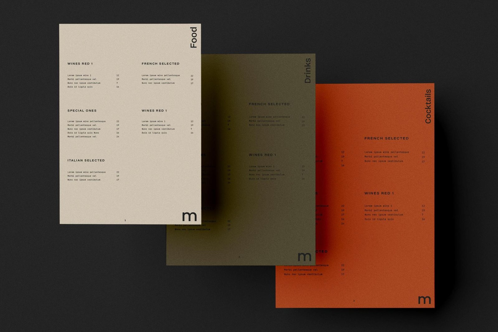 "Mockups de Menu de Restaurante Trio"
